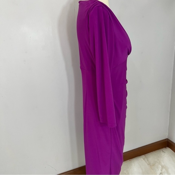 Ralph Lauren purple bodycon dress faux wrap midi classic everyday business comfy - Picture 8 of 15